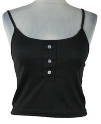 Dámský černý žebrovaný crop top 