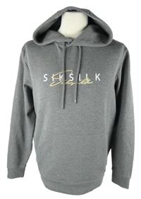 Pánská šedá mikina s nápisem a kapucí Siksilk 