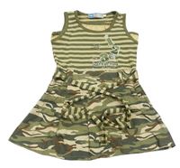 Khaki-béžové pruhovano/army šaty s čísly
