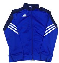 Modro-tmavomodrá sportovní propínací mikina s logem Adidas