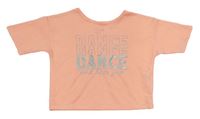 Neonově růžové sportovní crop tričko s nápisem 