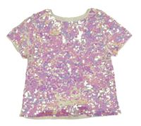 Bílo-růžová flitrovaná halenka M&S