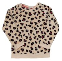 Světlerůžová chlupatá mikina s leopardím vzorem H&M