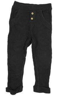 Antracitové žebrované lehké tepláky s knoflíčky H&M