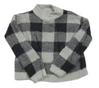 Černo-šedý kostkovaný svetr Primark