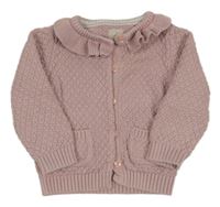 Světlerůžový propínací svetr s límečkem John Lewis