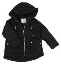 Černá šusťáková zimní bunda s kapucí Zara