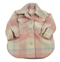 Bílo-růžovo-modrá kostkovaná flaušová košilová bunda Primark