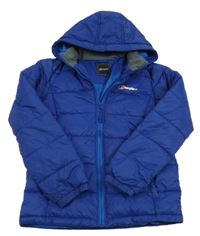 Modrá šusťáková zimní funkční bunda s logem a kapucí Berghaus