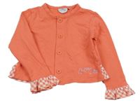 ORanžová propínací mikina s kamínky a kostičkami