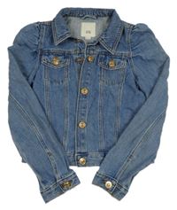 Modrá riflová crop bunda River Island