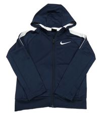 Tmavomodro-bílá sportovní propínací mikina s kapucí Nike