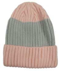 Růžovo-šedá pruhovaná žebrovaná čepice George vel.86-98