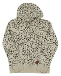 Světlešedá melírovaná mikina s flíčky a kapucí S. Oliver