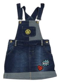 Tmaovmodré riflové laclové šaty s obrázky