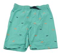 Tyrkysové šusťákové kraťasy se žraloky Destination