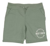 Khaki teplákové kraťasy s nápisem 