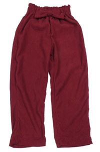 Vínové žebrované kalhoty 