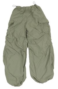 Khaki šusťákové cargo kalhoty H&M