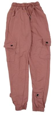 Růžové cargo cuff tepláky