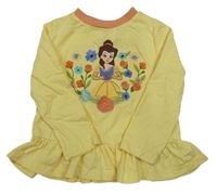 Žluté triko s princeznou a květinami 