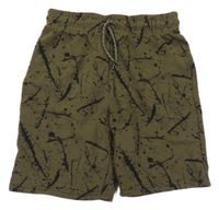 Khaki-černé vzorované teplákové kraťasy Primark
