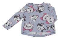 Šedé triko s kočkami a dalmatiny Sinsay