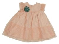 Nové - růžové tylové třpytivé šaty TEX baby