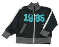 Černo-šedá propínací mikina s čísly a lebkou H&M