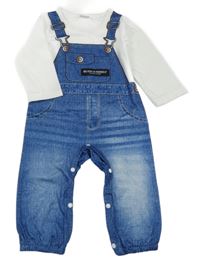 Modro-bílý overal s motivem laclových riflí