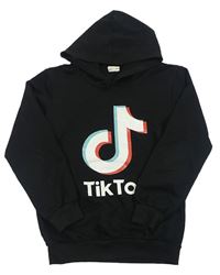 Černá lehká mikina s kapucí - Tik Tok