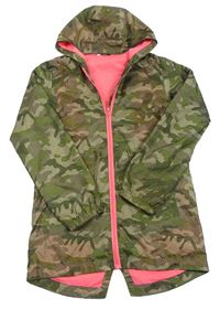 Khaki army šusťáková jarní parka s kapucí E-Vie