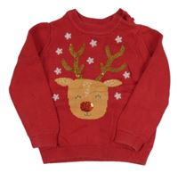 Červený svetr s sobem Mothercare