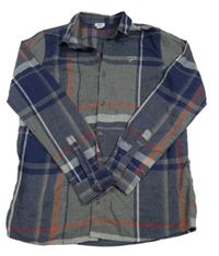 Šedo-tmavomodro-červená kostkovaná košile River Island