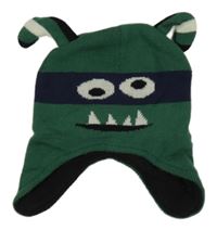 Tmavozeleno-tmavomodrá čepice s rohy - příšerka 