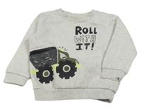 Šedá melírovaná mikina s autem F&F