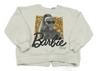 Bílá mikina s Barbie a flitry Zara