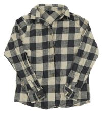 Tmavošedo-smetanová kostkovaná flanelová košile Primark