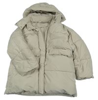 Světlebéžová šusťáková zimní bunda s kapucí Zara