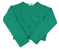 Zelená lehká crop mikina a uzlem H&M