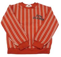 Červeno-bílá pruhovaná mikina s nápisem H&M