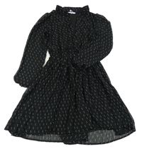 Černé puntíkaté šifonové košilové šaty Reserved