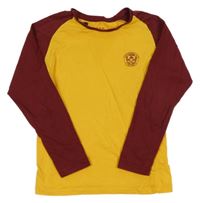 Vínovo-žluté pyžamové triko s nápisem 