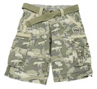 Army plátěné cargo kraťasy s páskem 