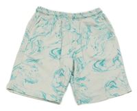 Bílo-tyrkysové vzorované teplákové kraťasy M&S