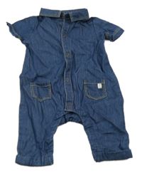 Tmavomodrý lehký riflový kalhotový overal 