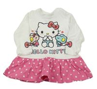 Bílo-růžové bavlněné šaty s Kitty 