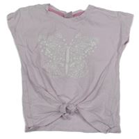 Světlerůžové tričko s motýlem a uzlem Kiki&Koko