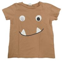 Hnědé tričko s příšerkou H&M