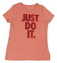 Korálové funkční tričko s nápisem Nike